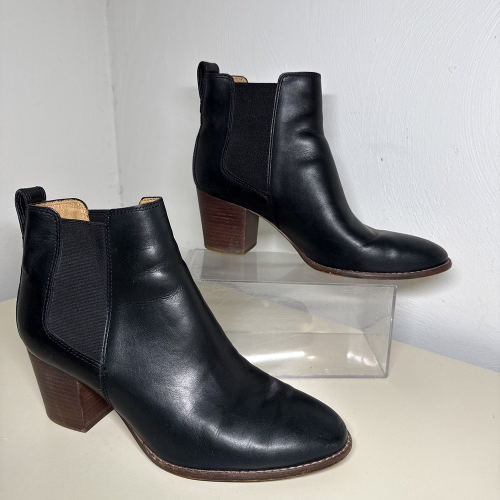 Madewell The Regan Boots Womens Sz 10 Chelsea Bootie Brown Leather Block Heel